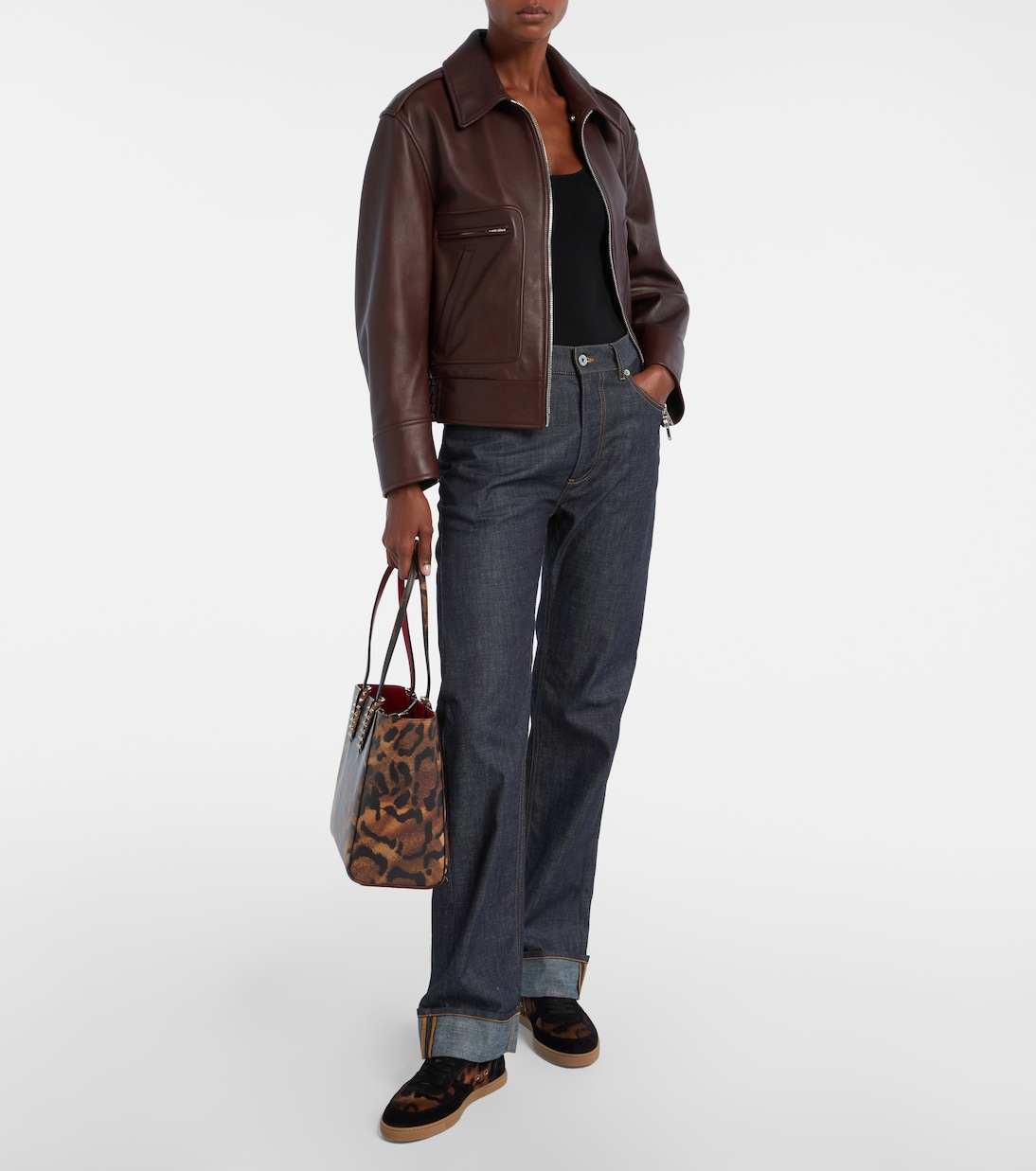 Baskets en cuir façon poulain et daim | Christian Louboutin