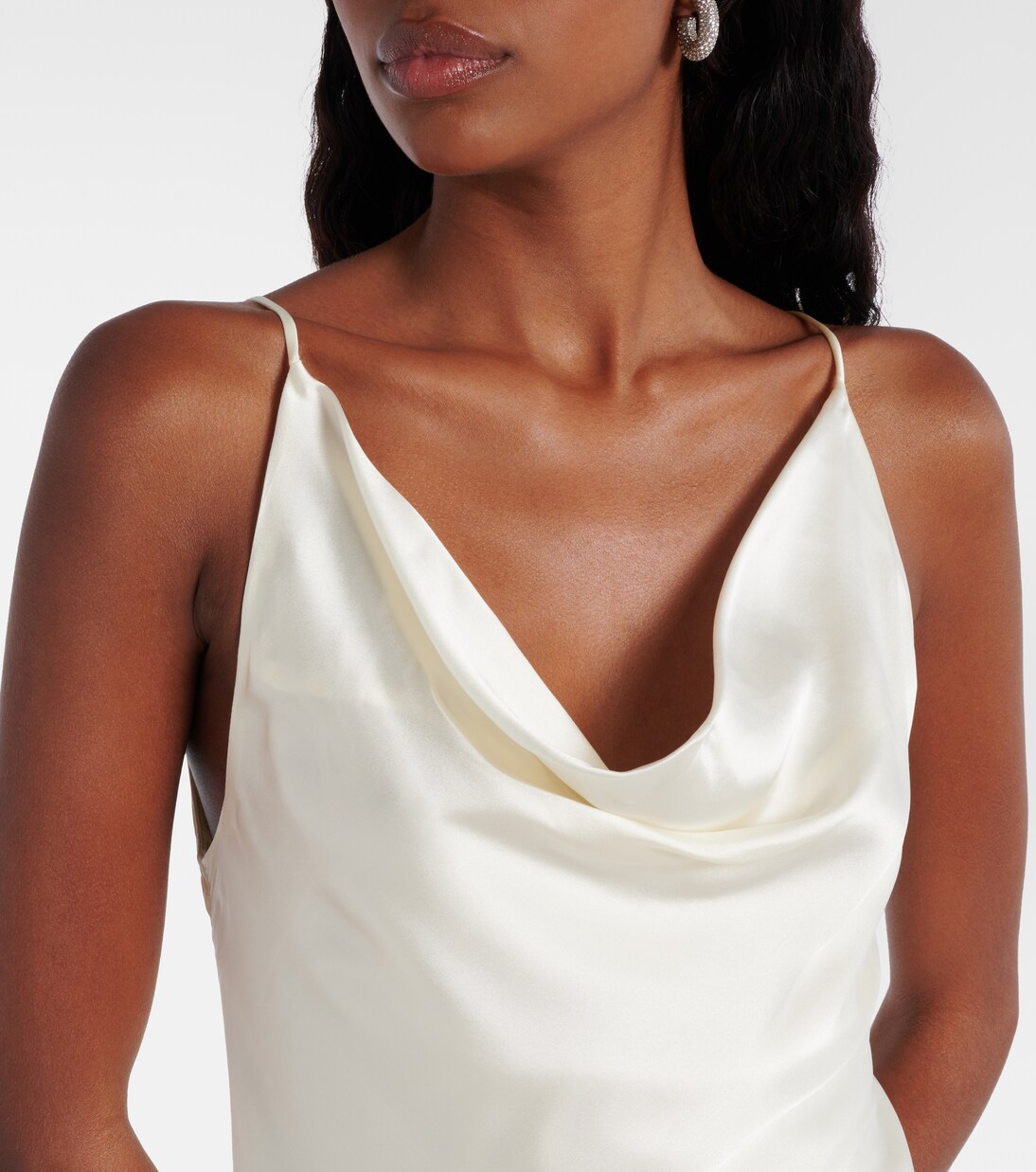 Robe en satin de soie et dentelle | Rotate