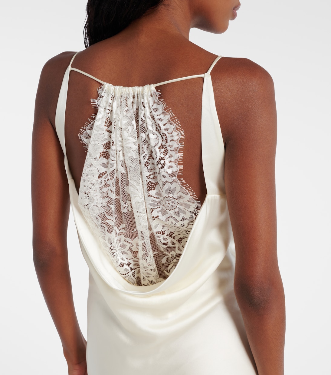 Robe en satin de soie et dentelle | Rotate