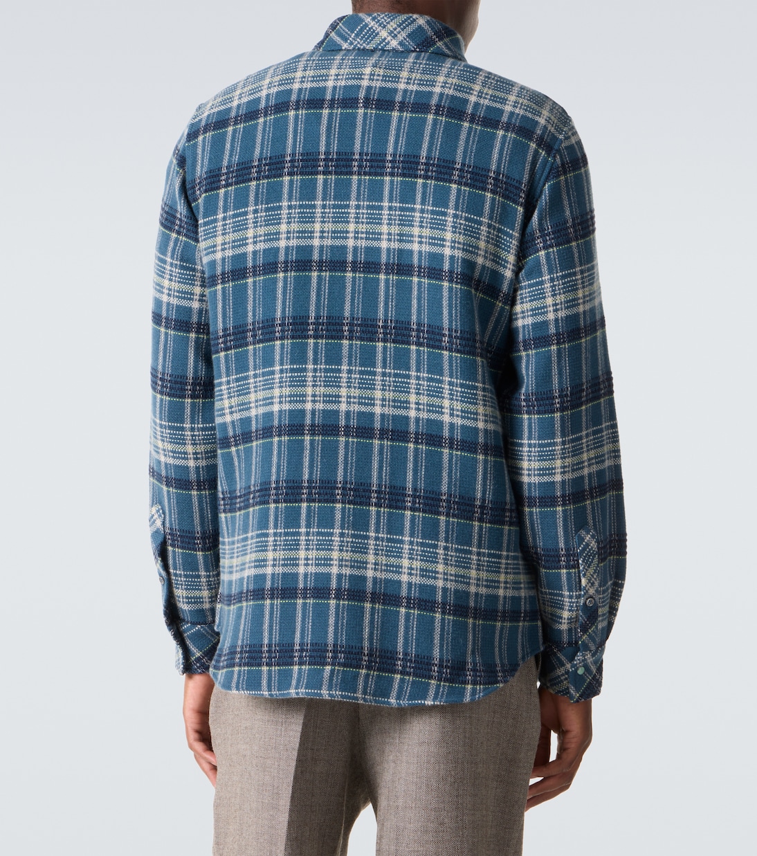 Fantasia plaid cashmere shirt with emerald | God's True Cashmere