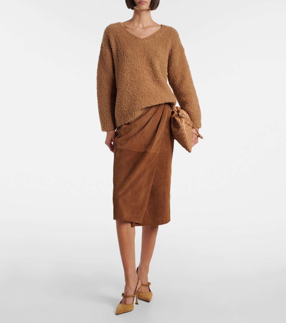 Jerez gathered suede pencil skirt | Max Mara