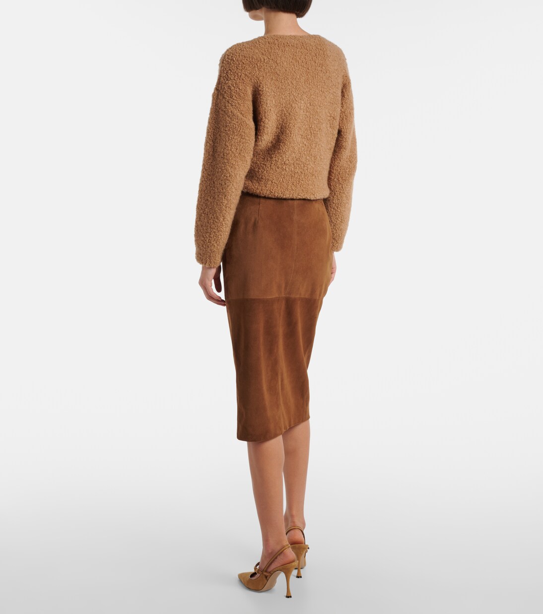 Jerez gathered suede pencil skirt | Max Mara