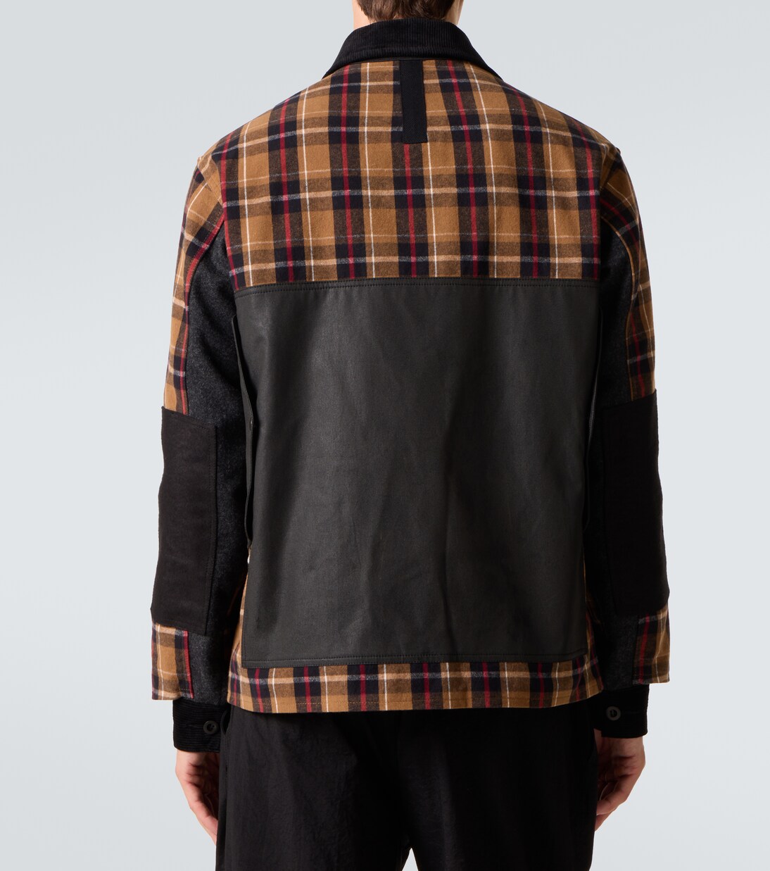 Checked leather-trimmed cotton jacket | Junya Watanabe