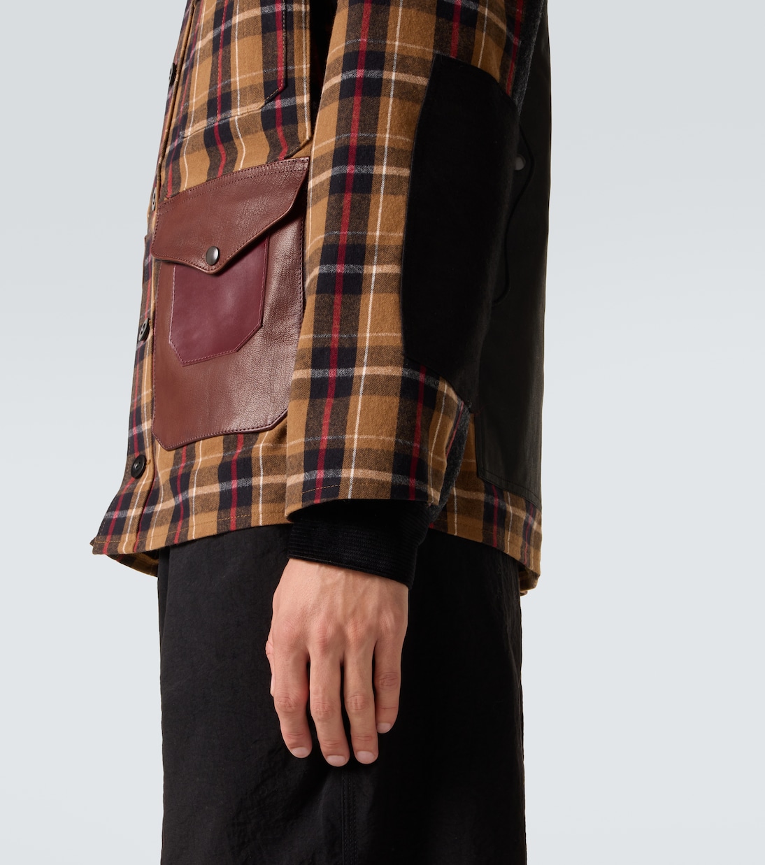 Checked leather-trimmed cotton jacket | Junya Watanabe