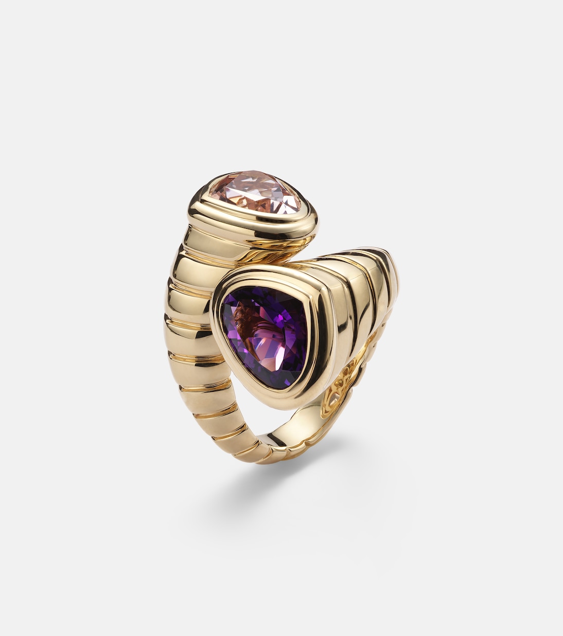 Toi Et Moi 18kt gold ring with amethyst and morganite | Marina B
