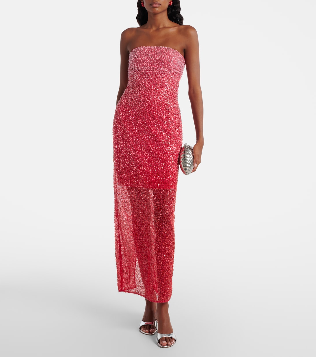 Robe longue à sequins et perles  | Rotate