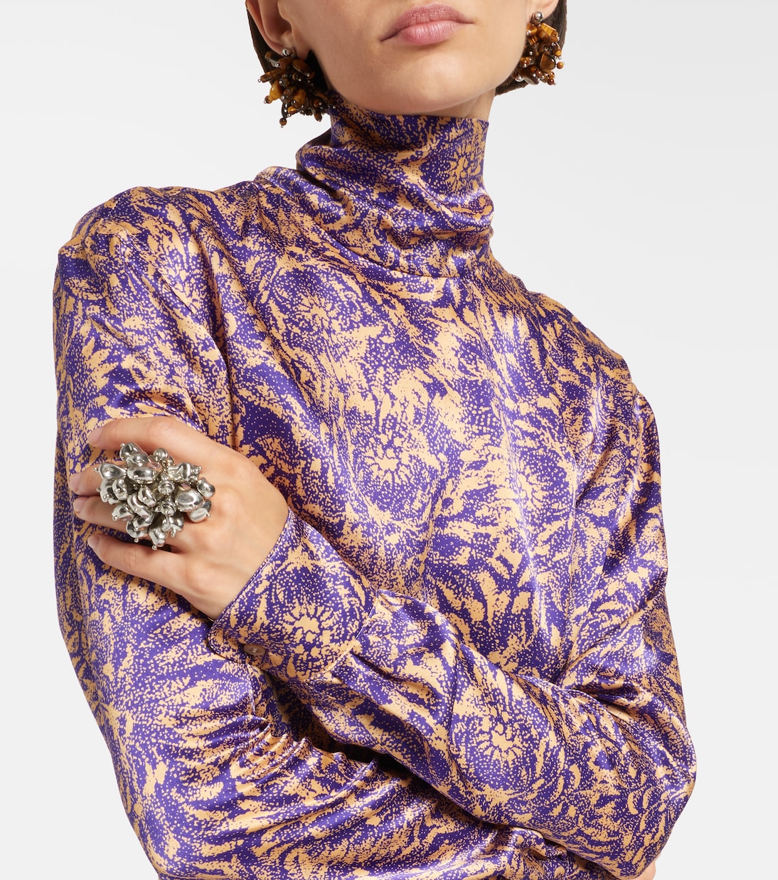 Blusa in raso di seta con stampa floreale | Dries Van Noten