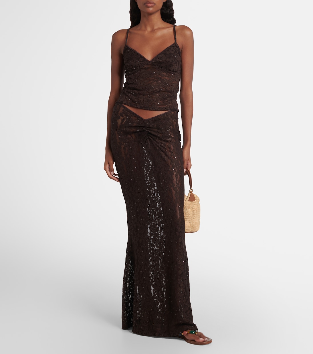 Daisy floral lace maxi skirt | Bananhot