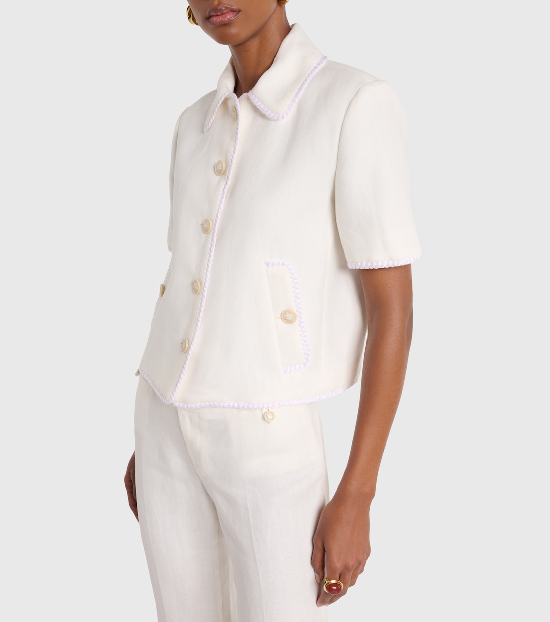 Wool-blend trimmed linen jacket | Etro