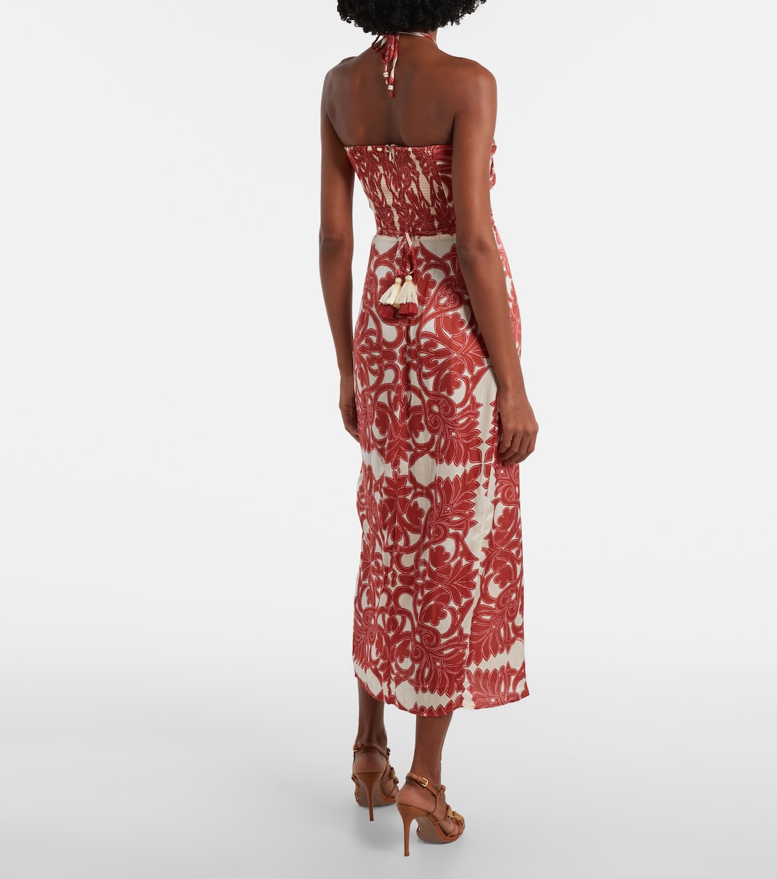 Bedrucktes Midikleid Collina aus Satin | Poupette St Barth