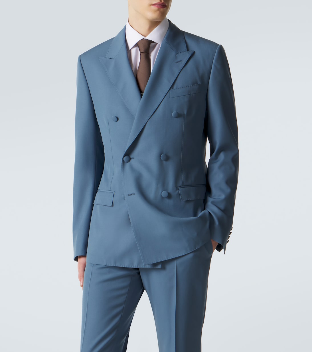 Double-breasted wool poplin suit jacket | Dolce&Gabbana