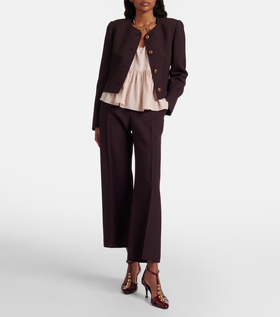 Cropped virgin wool crêpe jacket | Chloé