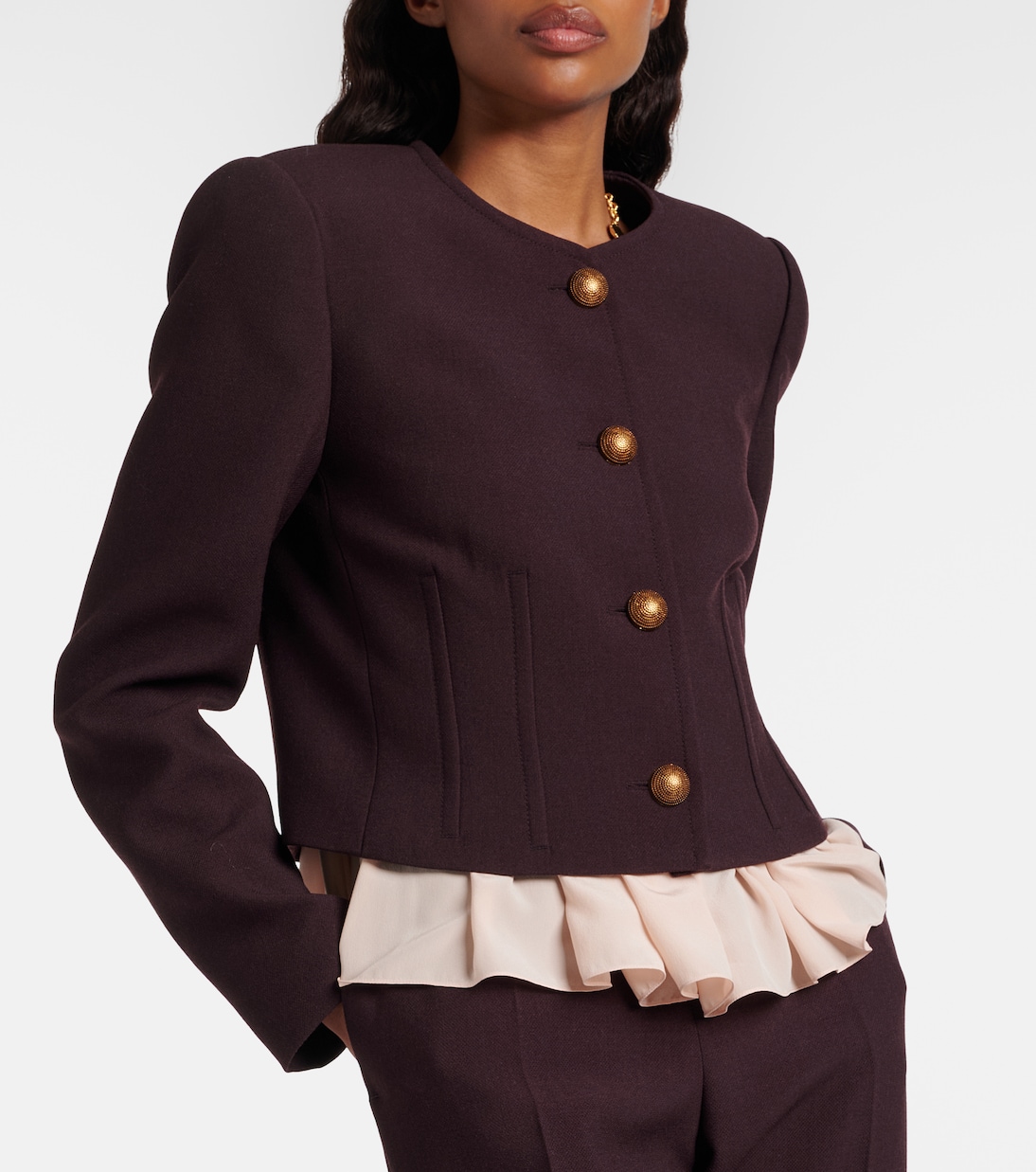 Cropped virgin wool crêpe jacket | Chloé