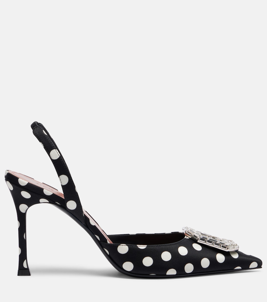 Camelia polka-dot satin slingback pumps | Amina Muaddi