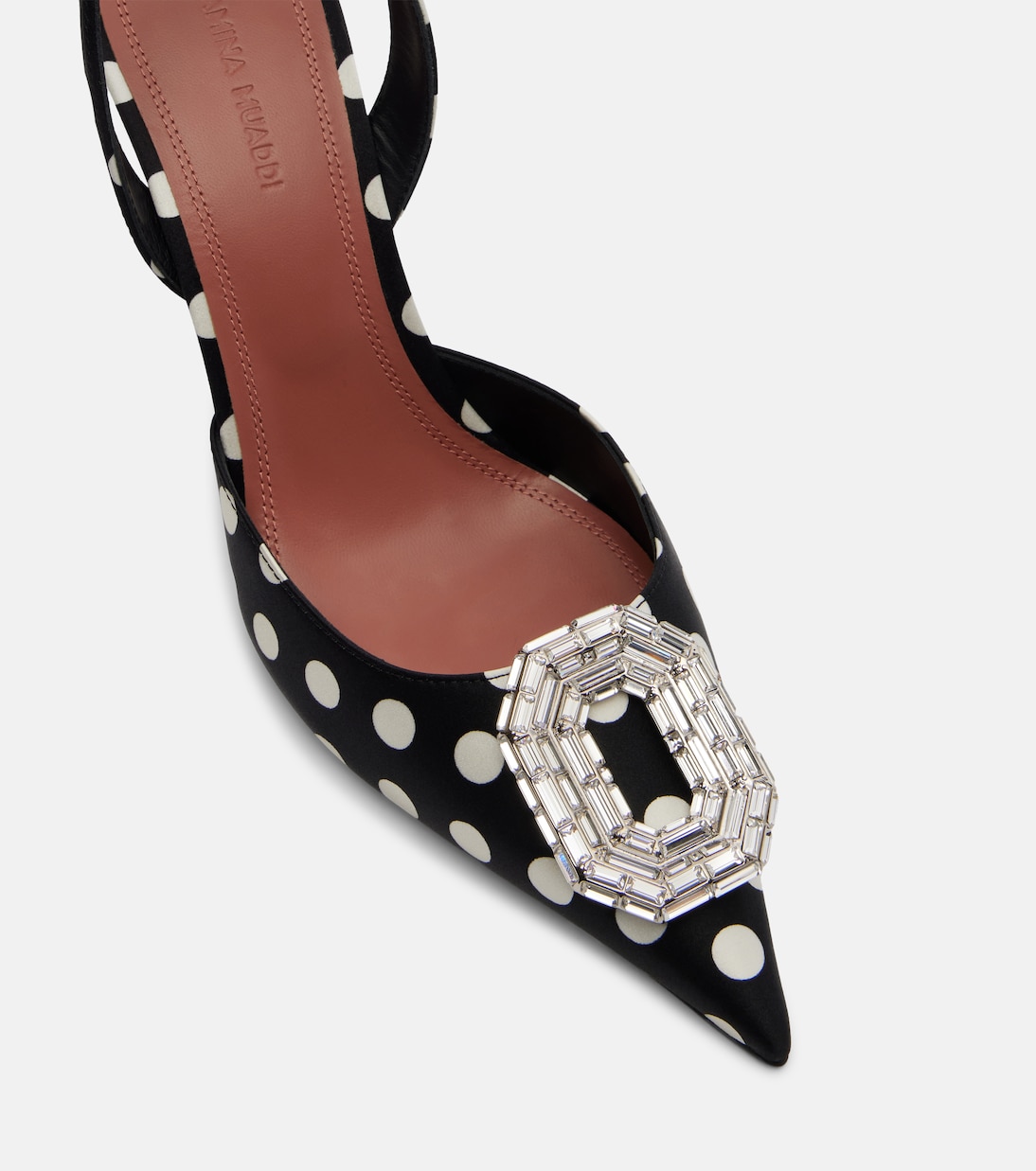 Camelia polka-dot satin slingback pumps | Amina Muaddi
