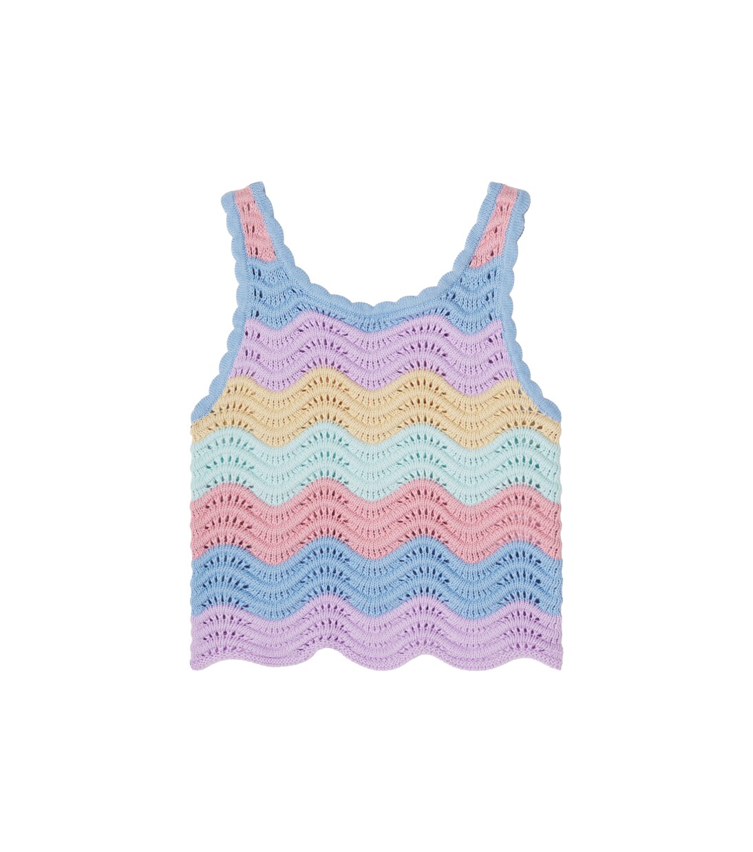 Scalloped striped cotton tank top | Stella McCartney Kids