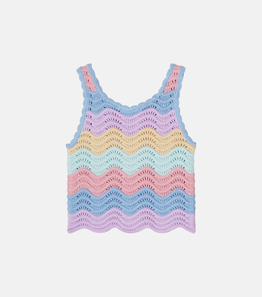 Scalloped striped cotton tank top | Stella McCartney Kids