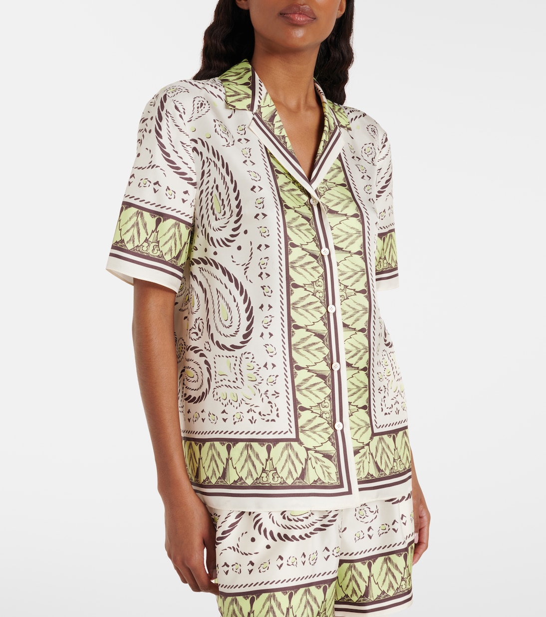 Camicia bowling in seta con stampa | Tory Burch
