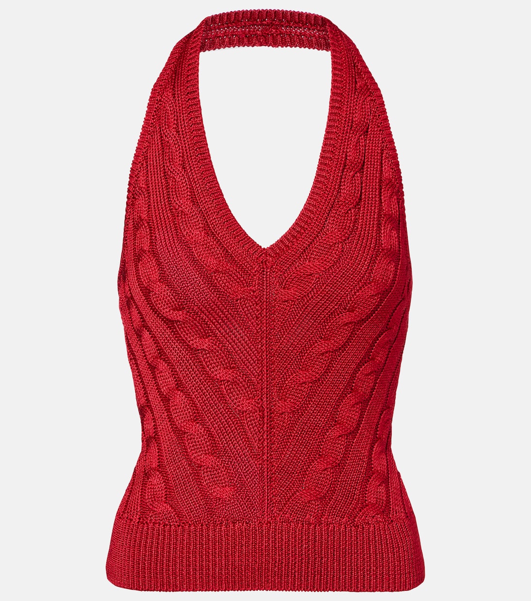 Cable-knit halterneck silk top | Ralph Lauren Collection