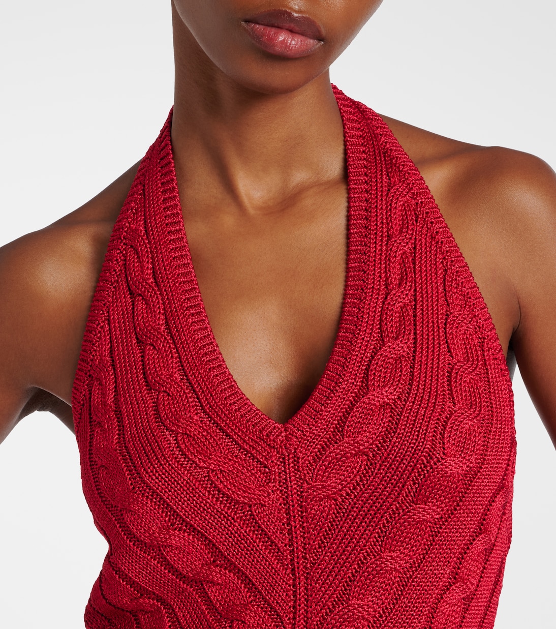 Cable-knit halterneck silk top | Ralph Lauren Collection