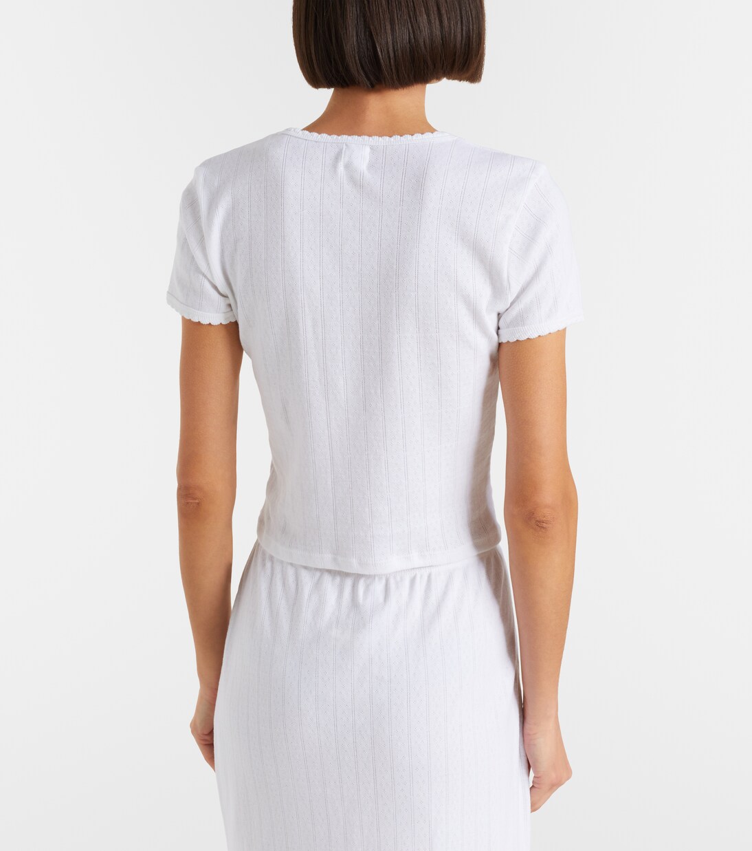 Cropped-Top Pointelle aus Baumwolle | Leset