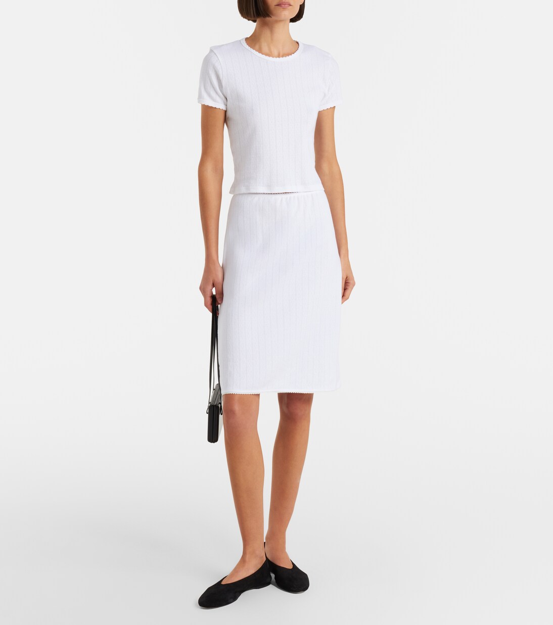 Cropped-Top Pointelle aus Baumwolle | Leset