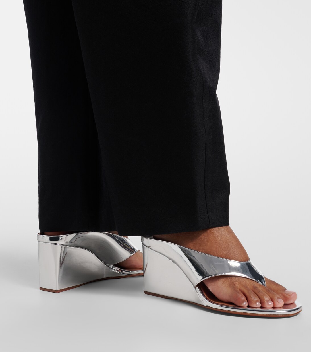 Cube leather wedge thong sandals | Alaïa