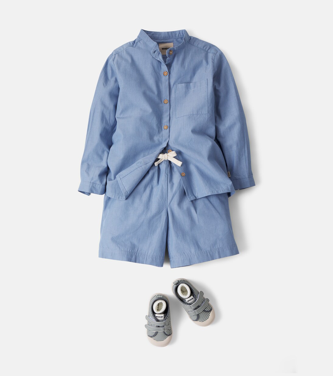 Set aus Hemd und Shorts aus Baumwoll-Chambray | Wheat