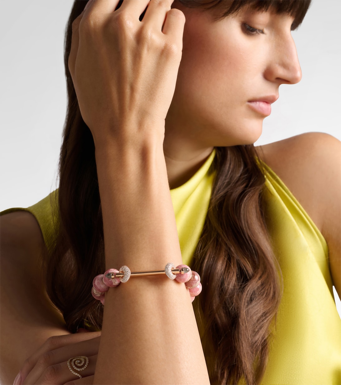 Bracelet Chakra en or rose 18 ct à rhodochrosites et diamants | Ananya