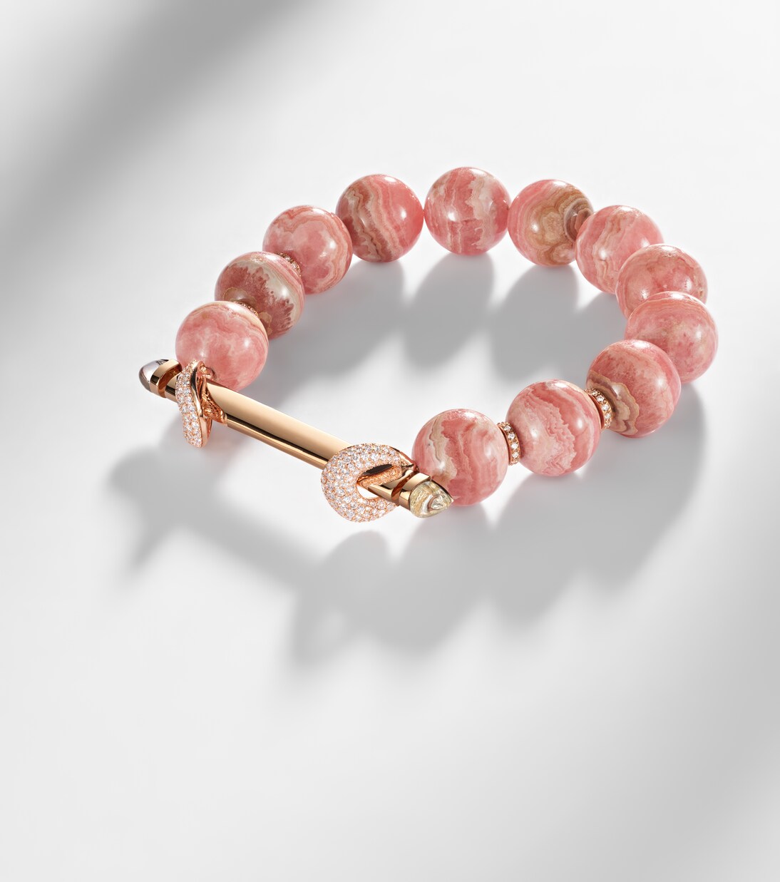 Bracciale Chakra in oro rosa 18kt con perline e pietre preziose | Ananya