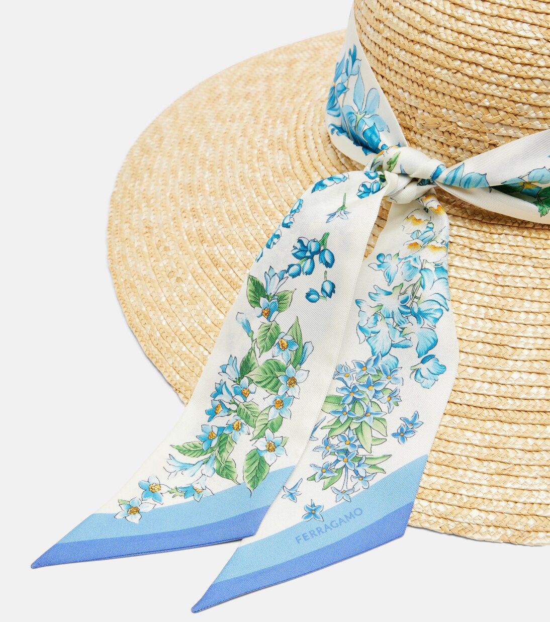 Sombrero de rafia con pañuelo | Ferragamo
