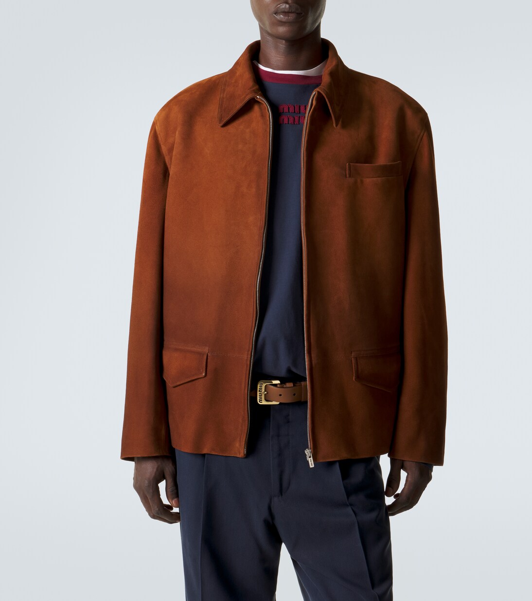 Suede blouson jacket | Miu Miu