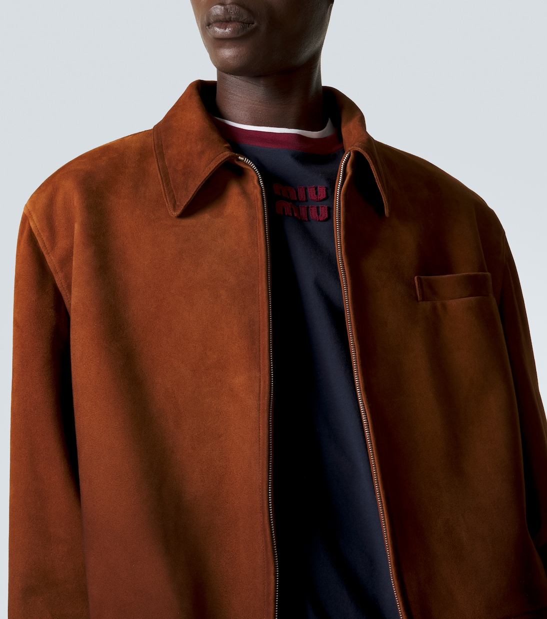 Suede blouson jacket | Miu Miu