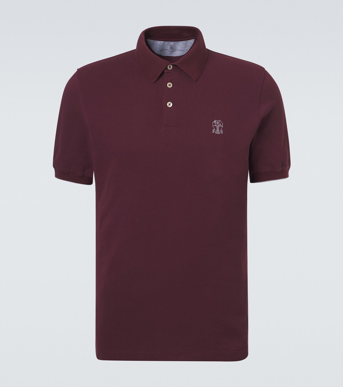 Polo de piqué de algodón con logo | Brunello Cucinelli