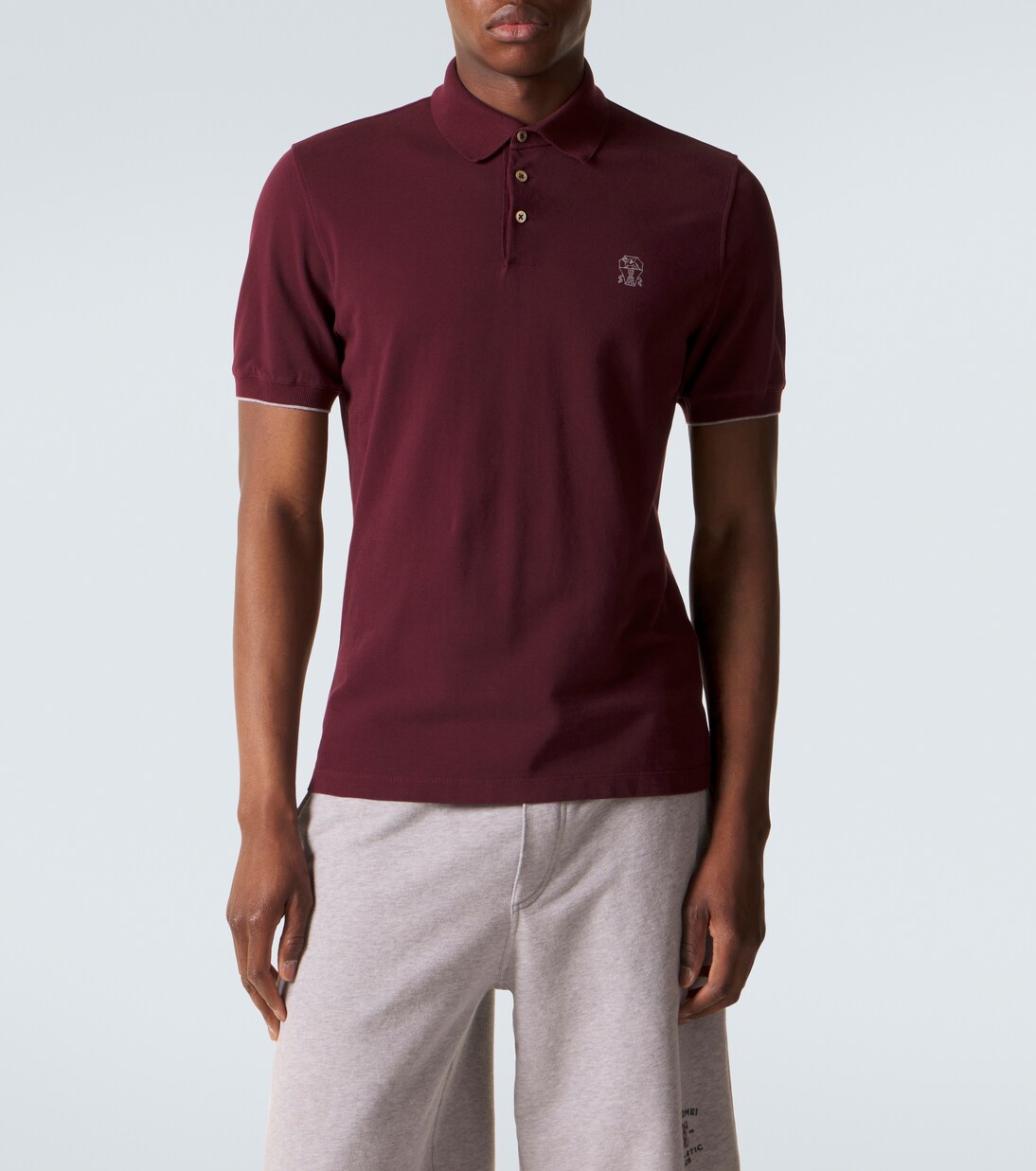 Polo de piqué de algodón con logo | Brunello Cucinelli