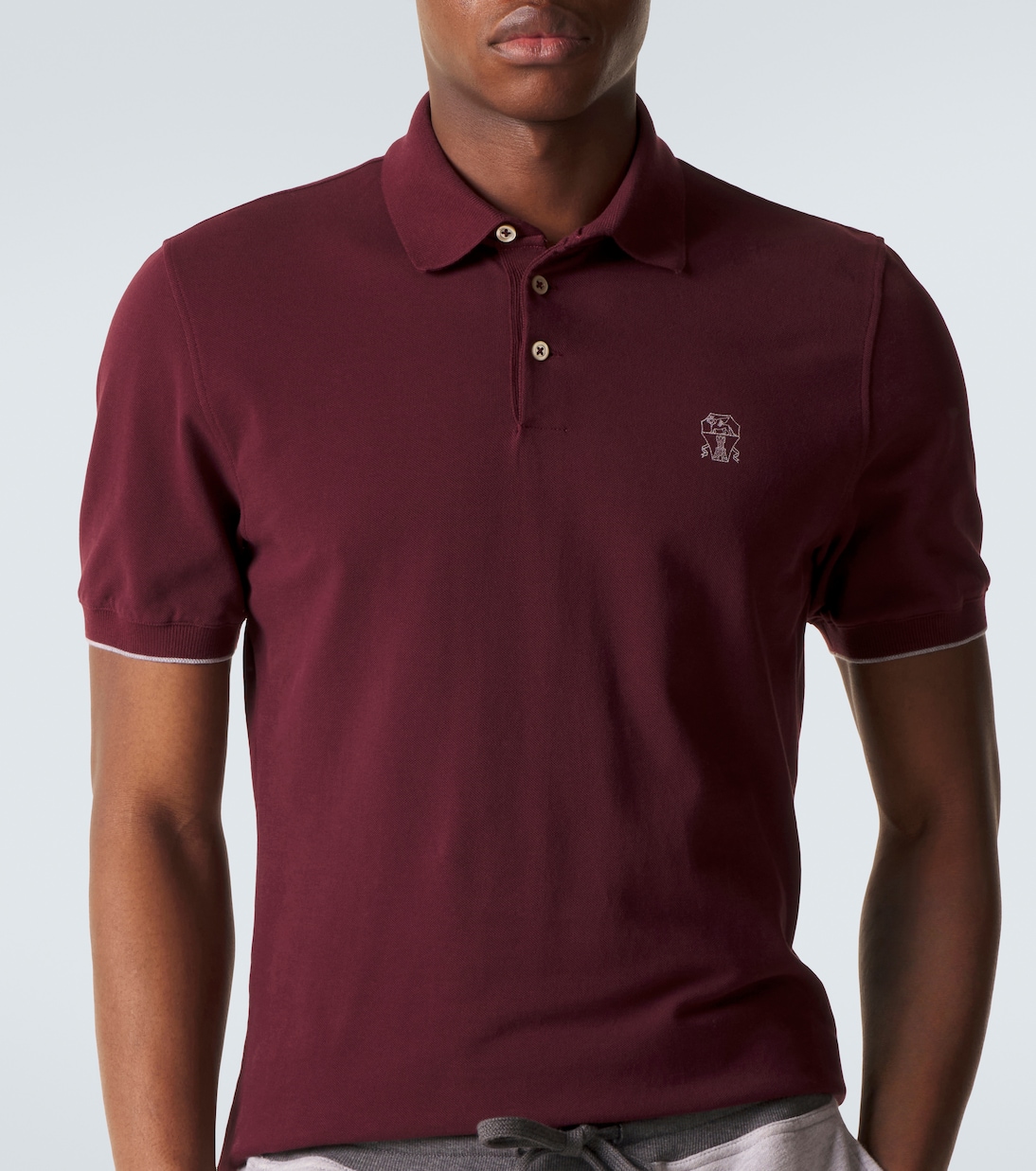 Polo de piqué de algodón con logo | Brunello Cucinelli