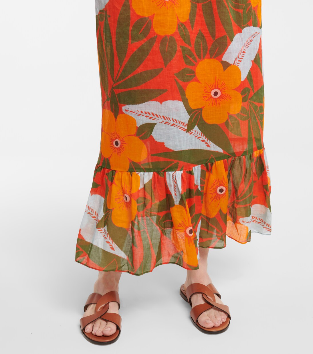 Robe longue Oleander à fleurs en ramie | Lee Mathews