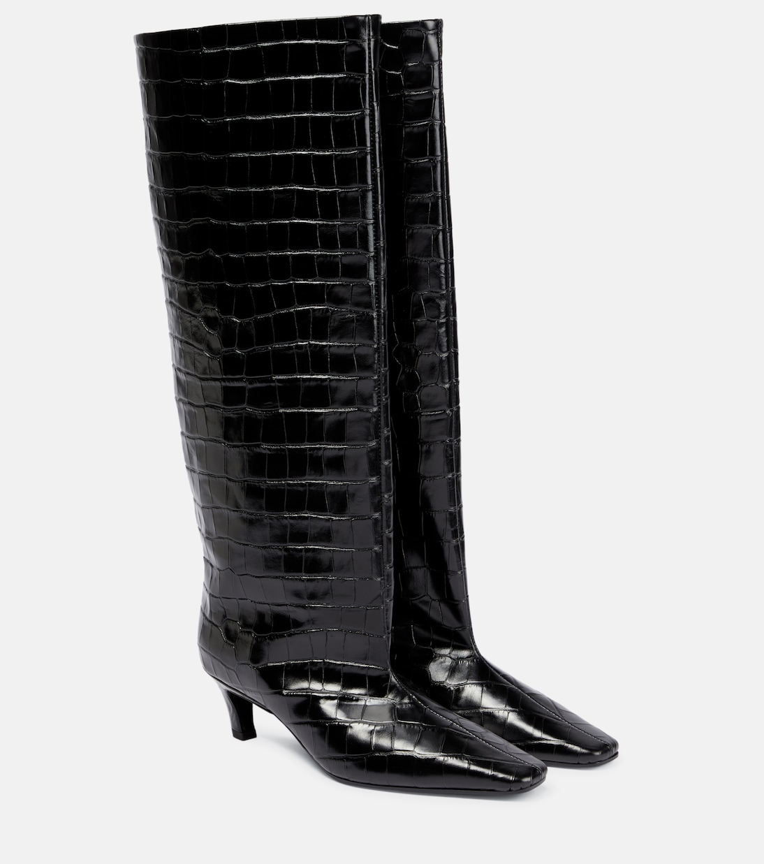 Croc-effect leather knee-high boots | Toteme