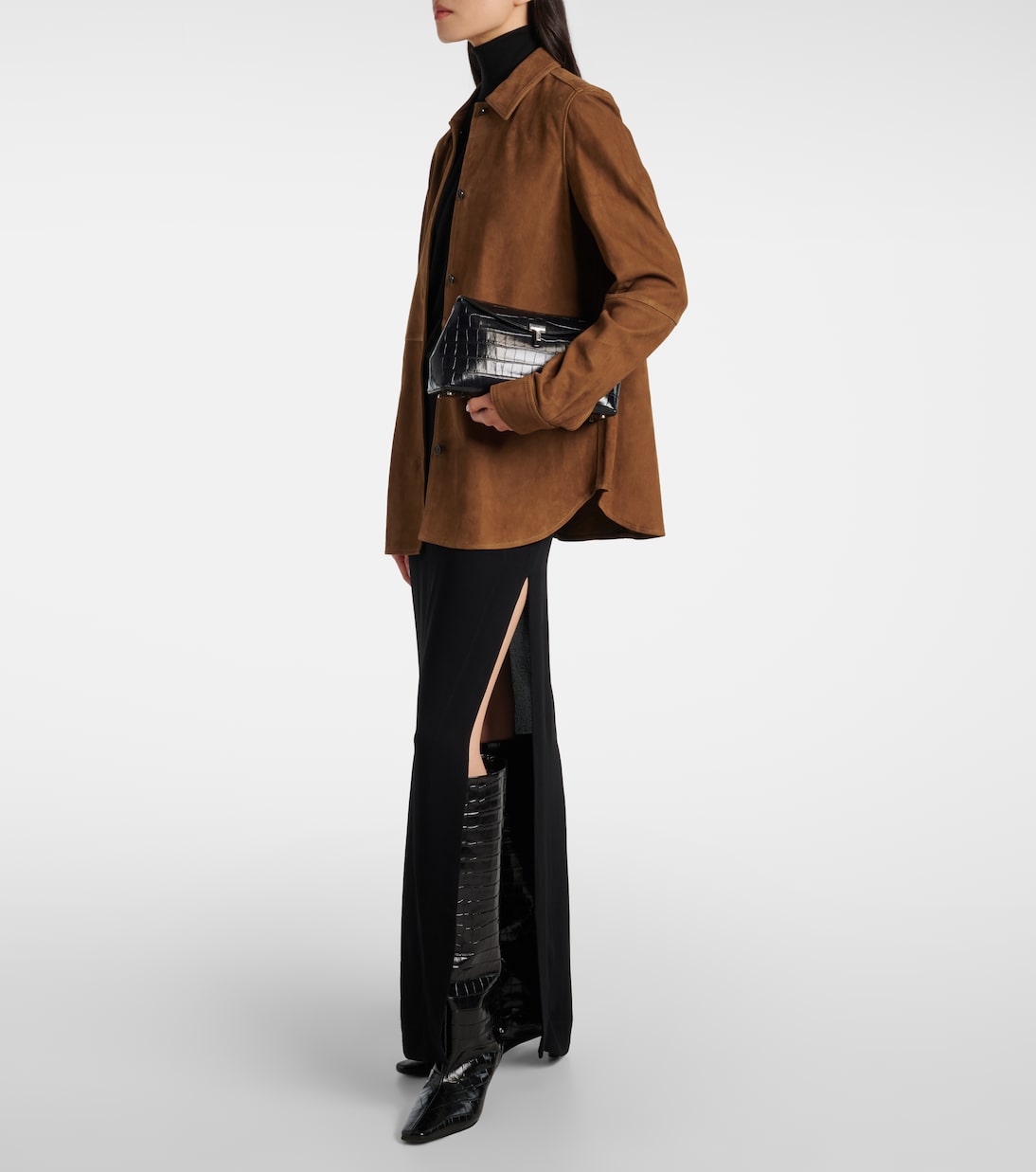 Croc-effect leather knee-high boots | Toteme