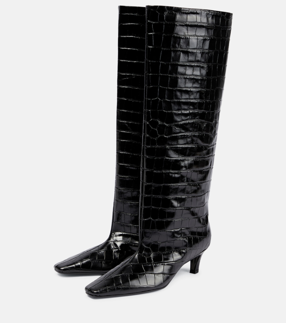 Croc-effect leather knee-high boots | Toteme