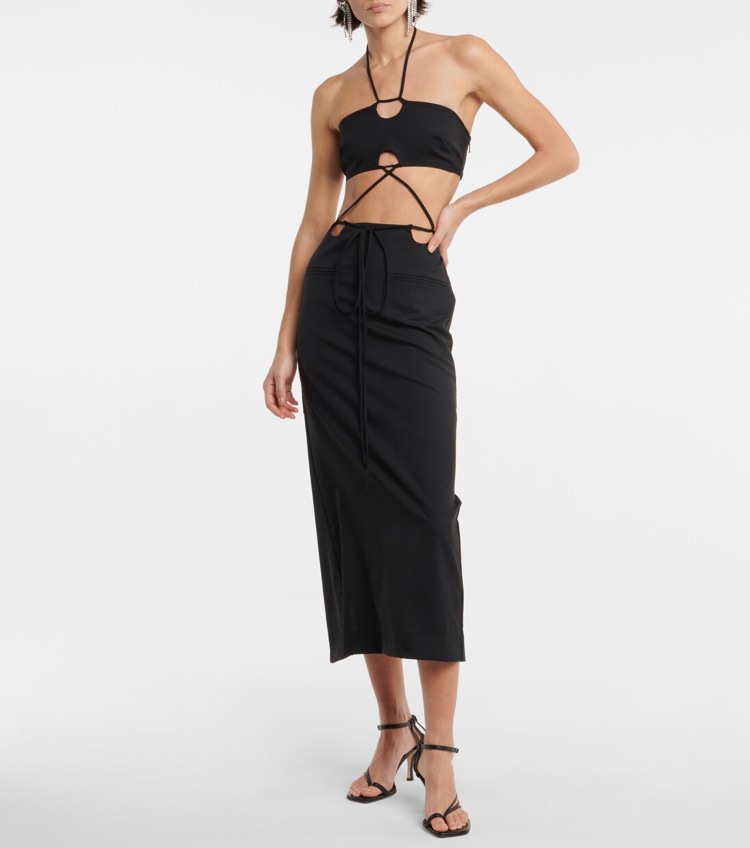 Robe longue en laine mélangée | Christopher Esber