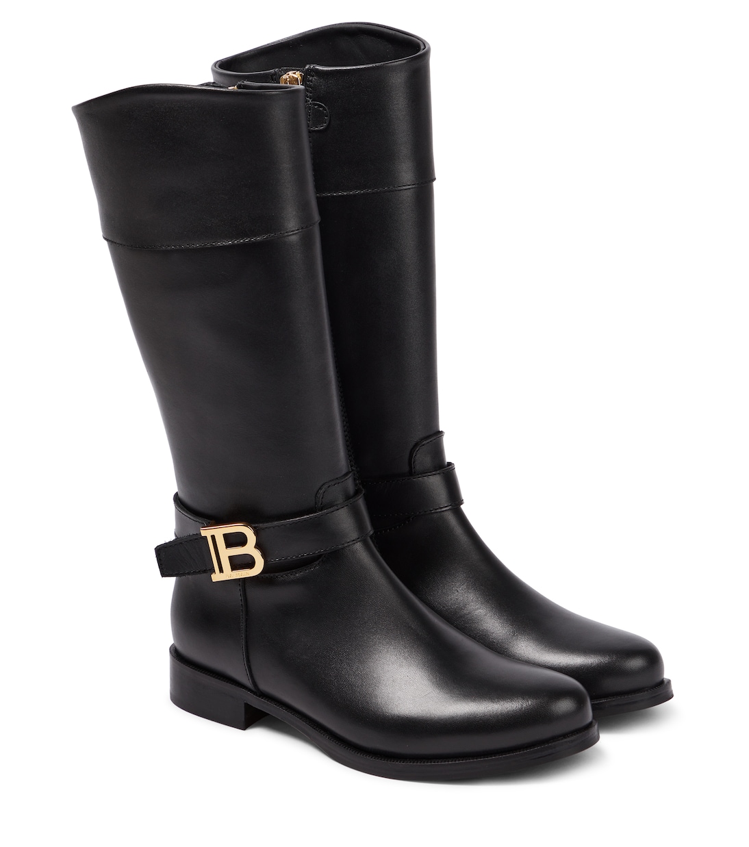 Logo leather boots | Balmain Kids