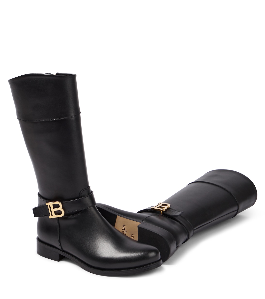 Logo leather boots | Balmain Kids