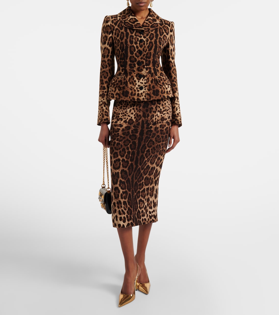 Leopard-print wool pencil skirt | Dolce&Gabbana