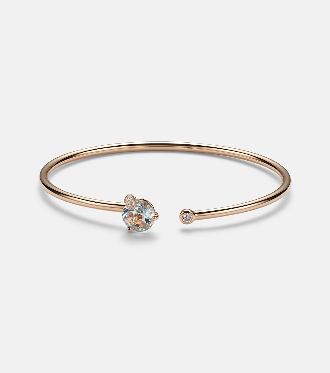 18kt rose gold bangle with aquamarine and diamonds  | Bucherer Fine Jewellery