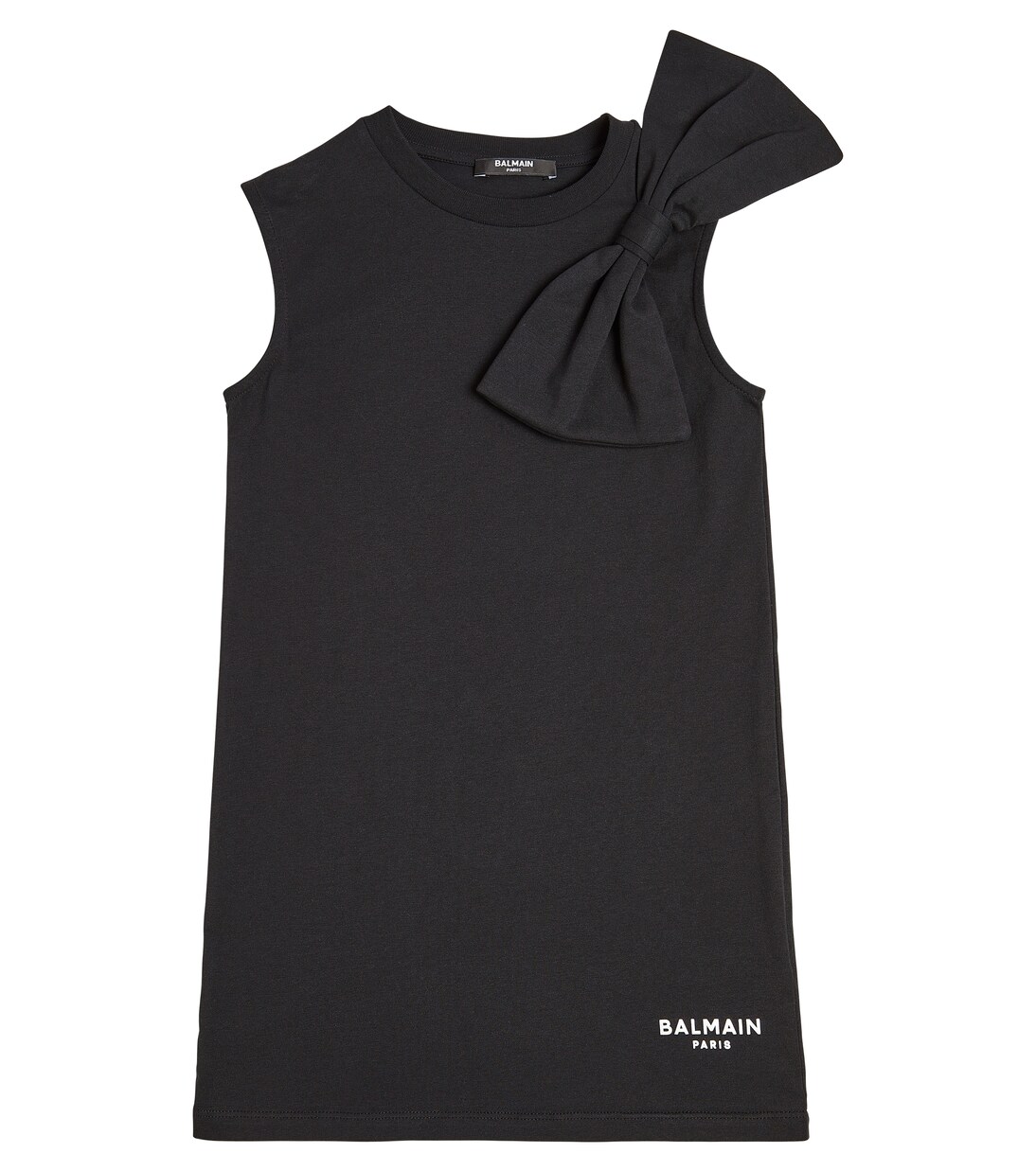 Bow-detail cotton jersey dress | Balmain Kids