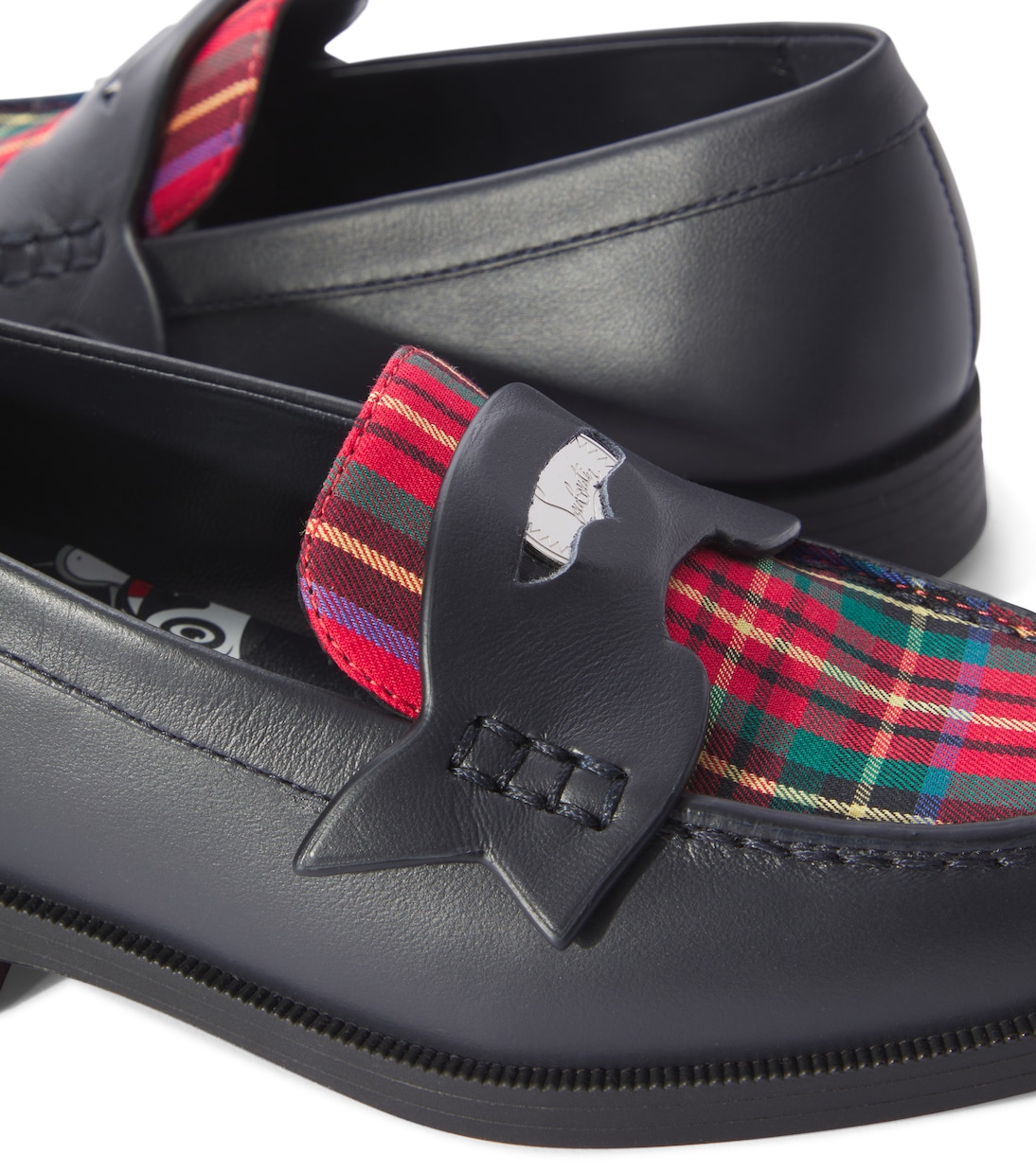 Mocassini Mini Penny in pelle e tartan | Christian Louboutin Kids