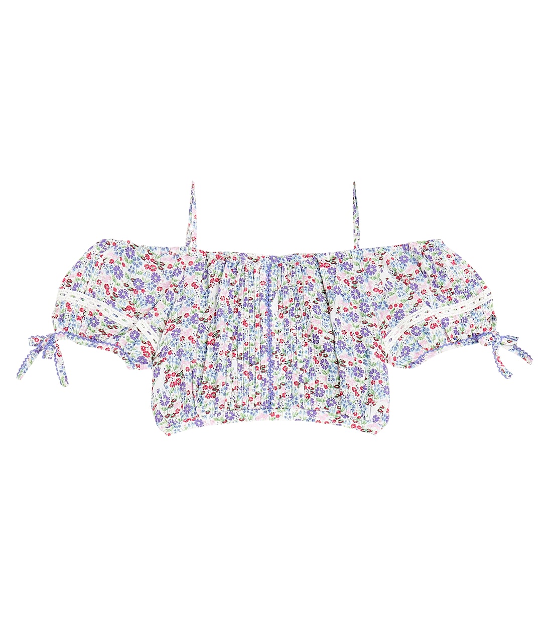 Bonny floral pleated crop top | Poupette St Barth Kids