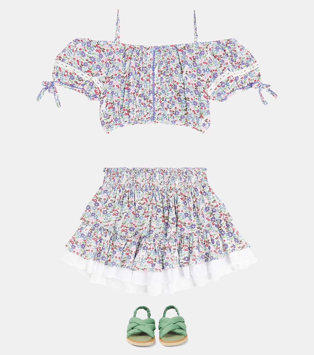 Bonny floral pleated crop top | Poupette St Barth Kids