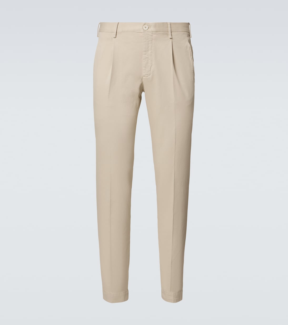 Pleated cotton tapered pants | Slowear